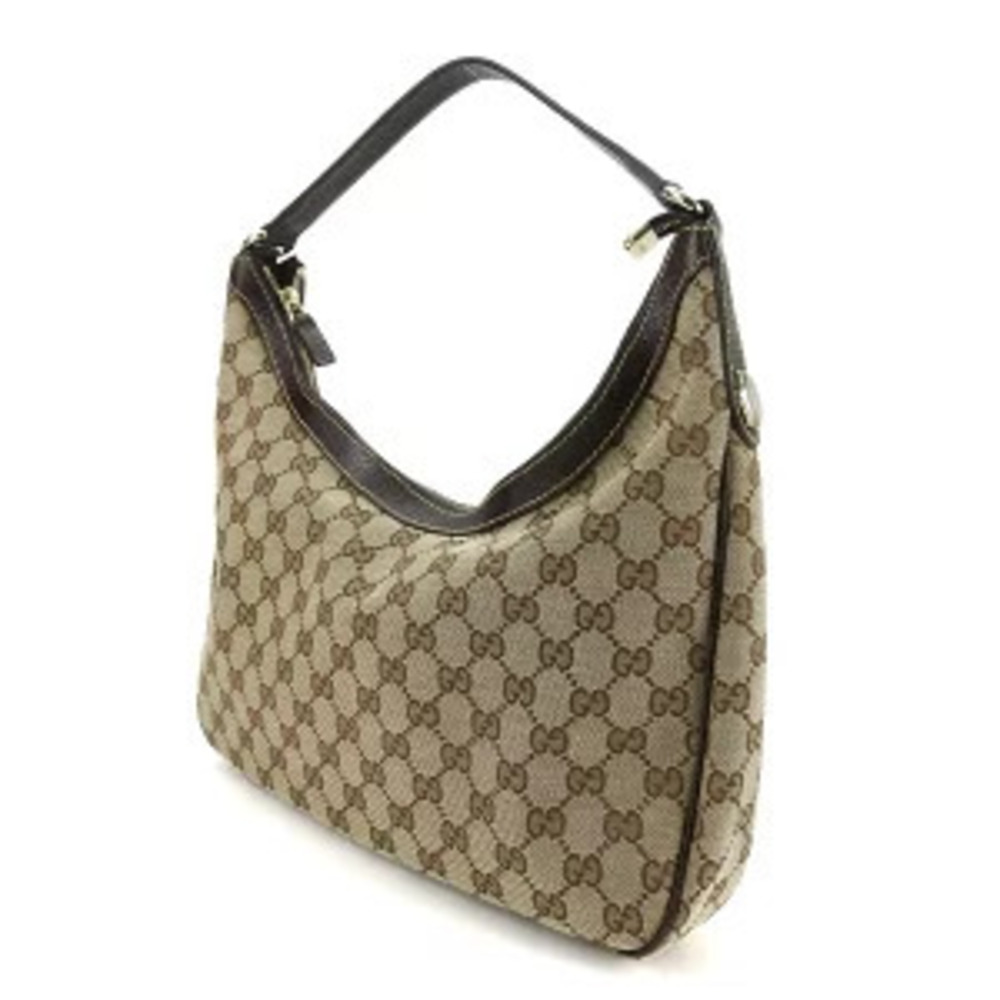 Gucci Shoulder Shoulder Leather Hobo GG Canvas Bag One Handbag Brown Beige Hand